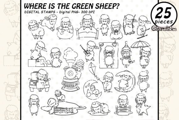 Download Where is the GREEN SHEEP? Digital Stamps - Premium Resources