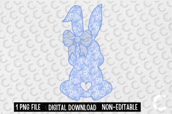 Download Blue Lace Floral Easter Bunny - Premium Resources